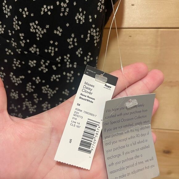 Rene Rowan Black Dress w/ White Floral Detail NWT - Picture 2 of 7